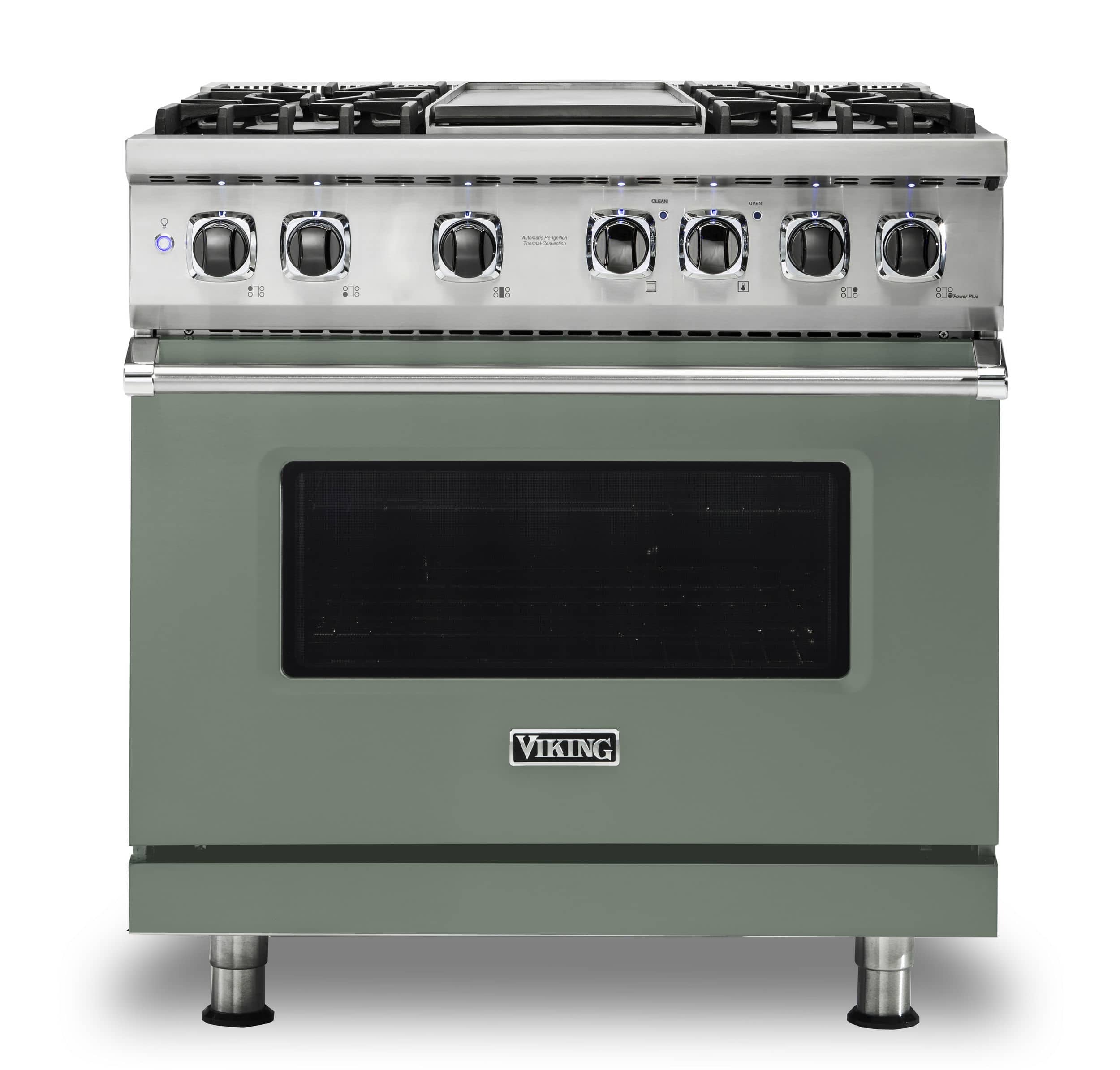 Front. Viking - 36-Inch Dual Fuel Freestanding Range - Eucalyptus.