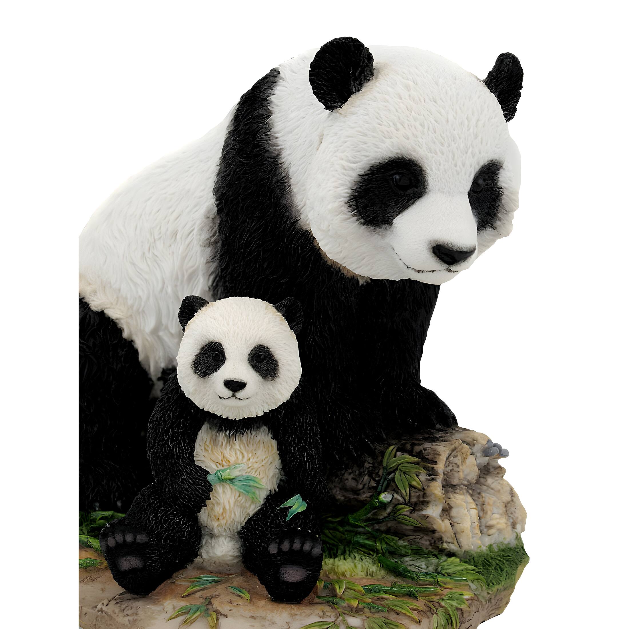 Alt View 3. Veronese Design - Mother And Child Panda Bear Statue Baby Animal - White.