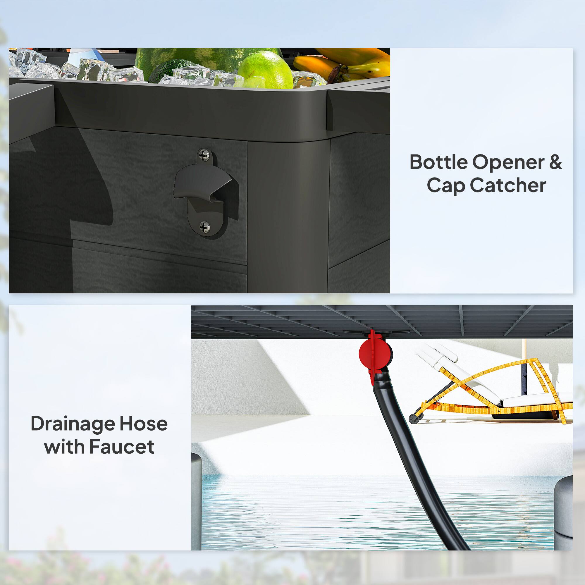 Bottle Opener & Cap Catcher

Drainage Hose with Faucet