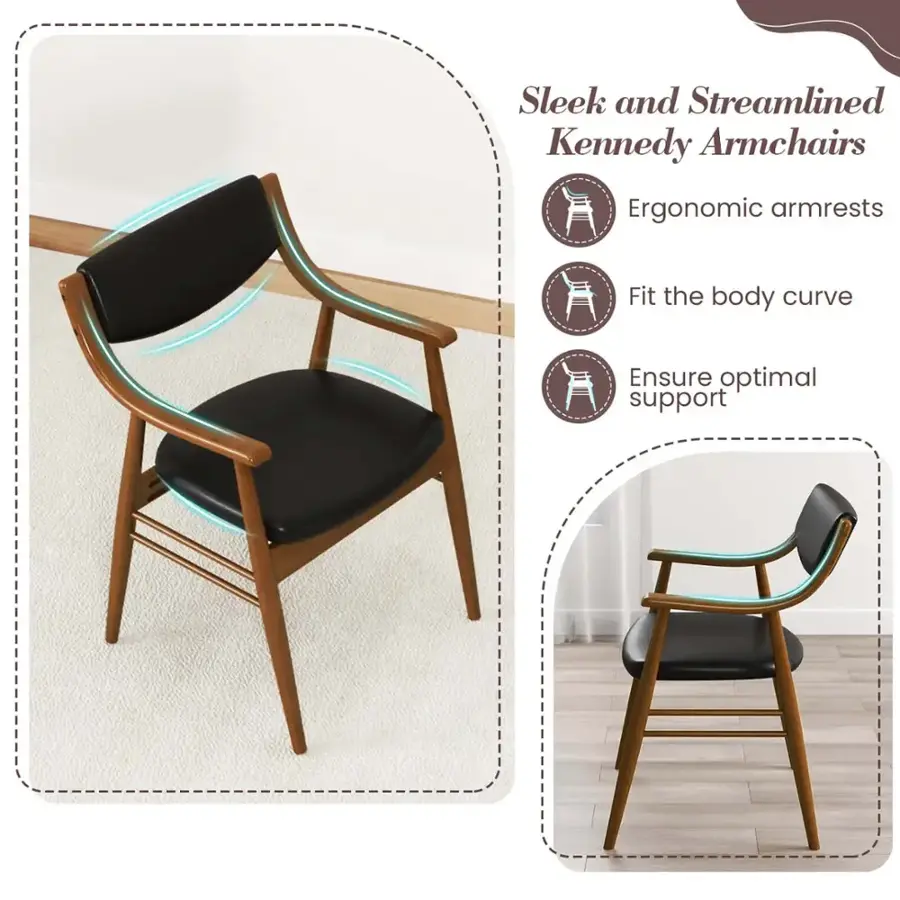 Sleek and Streamlined Kennedy Armchairs: Ergonomic armrests, Fit the body curve, Ensure optimal support.
