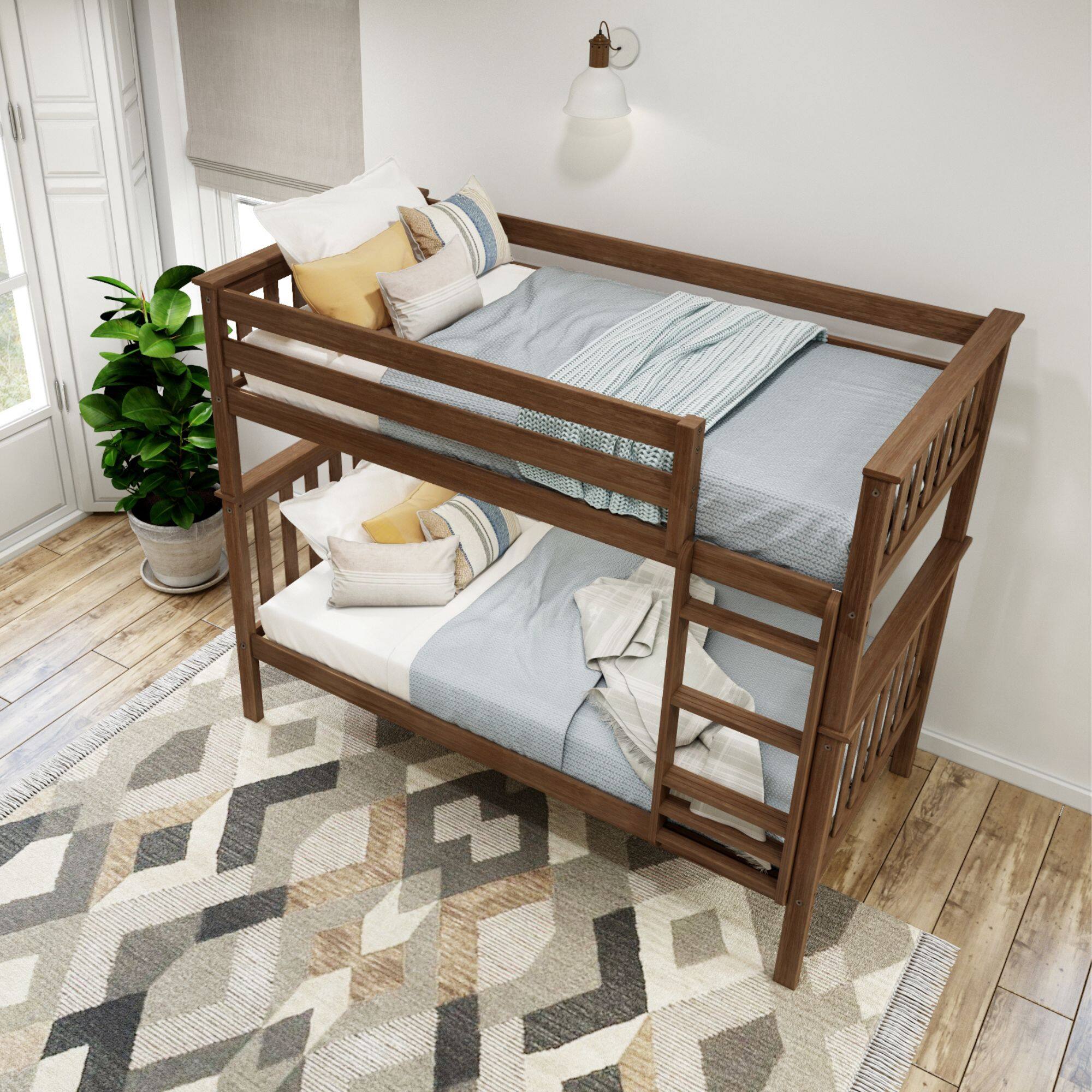 Alt View 4. Plank+Beam - Classic Twin over Twin Bunk Bed, Walnut - Walnut.