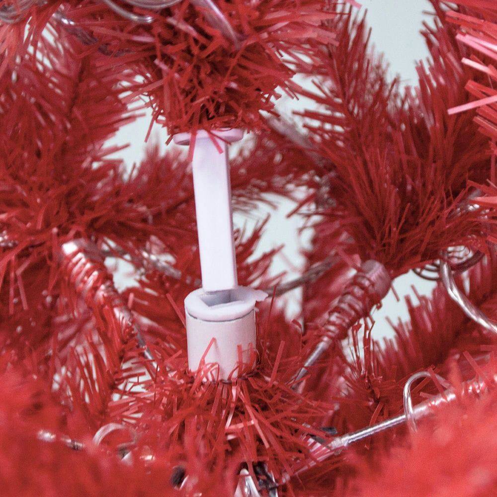 Alt View 5. Resenkos - 6ft Pre-Lit Artificial Christmas Tree, Santa Hat Style with 1250 Branch Tips and 300 LED Lights, Red - Red.