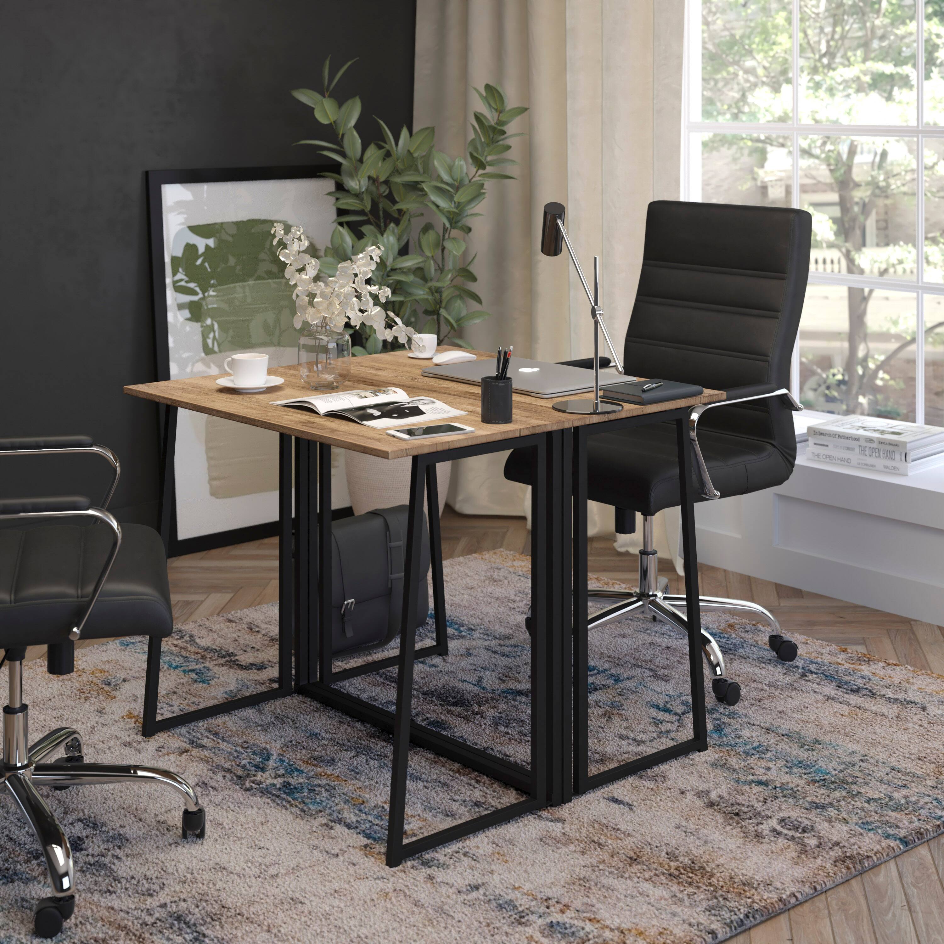 Alt View 5. Emma + Oliver - Small Home Office Folding Computer Desk - Laptop Desk - Rustic.