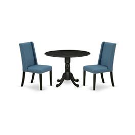 East West Furniture - Dining Room Set Black - Brown
