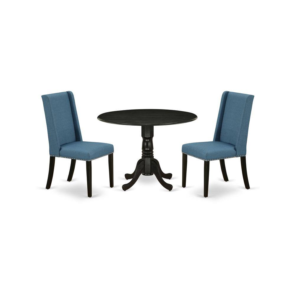 Angle. East West Furniture - Dining Room Set Wirebrushed Black - Brown.