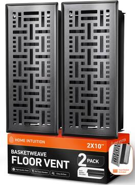 Home Intuition - Basketweave Floor Vent Covers 4X12 Inch with Mesh Cover, Heat and Air for HVAC, 2-Pack - Matte Black