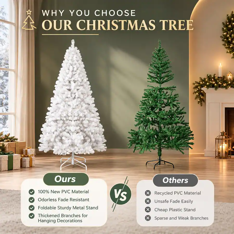 Tree Vs Tree Comp RYHNUYNE 5FT Artificial Christmas Tree With 498 Tips and Memory Wire ...