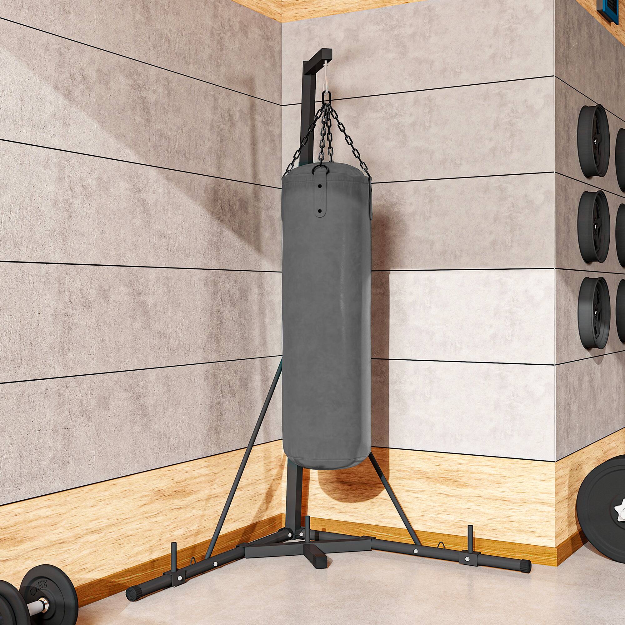 Alt View 8. Soozier - Foldable Punch Bag Stand, Height Adjustable Heavy Bag Stand with Weighted Base, Free Standing for Home Gym, Stand Only - Black.