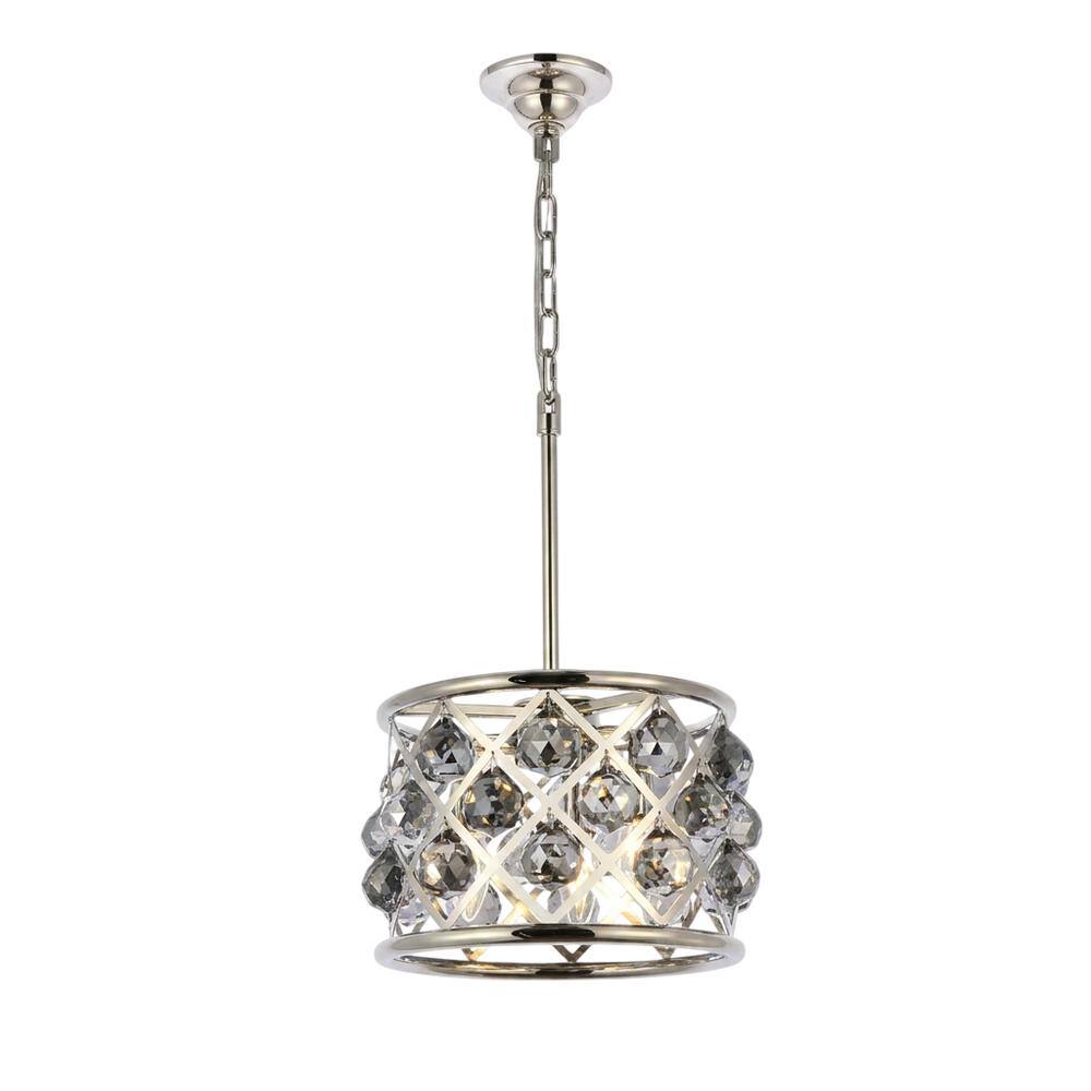 Front. Urban Classic - Madison 3 light polished Nickel Pendant Silver Shade (Grey) Royal Cut Crystal - Polished Nickel.