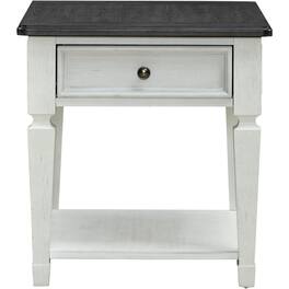 Liberty Furniture Industries - Allyson Park Drawer End Table in Wirebrushed w/ Charcoal Top - White