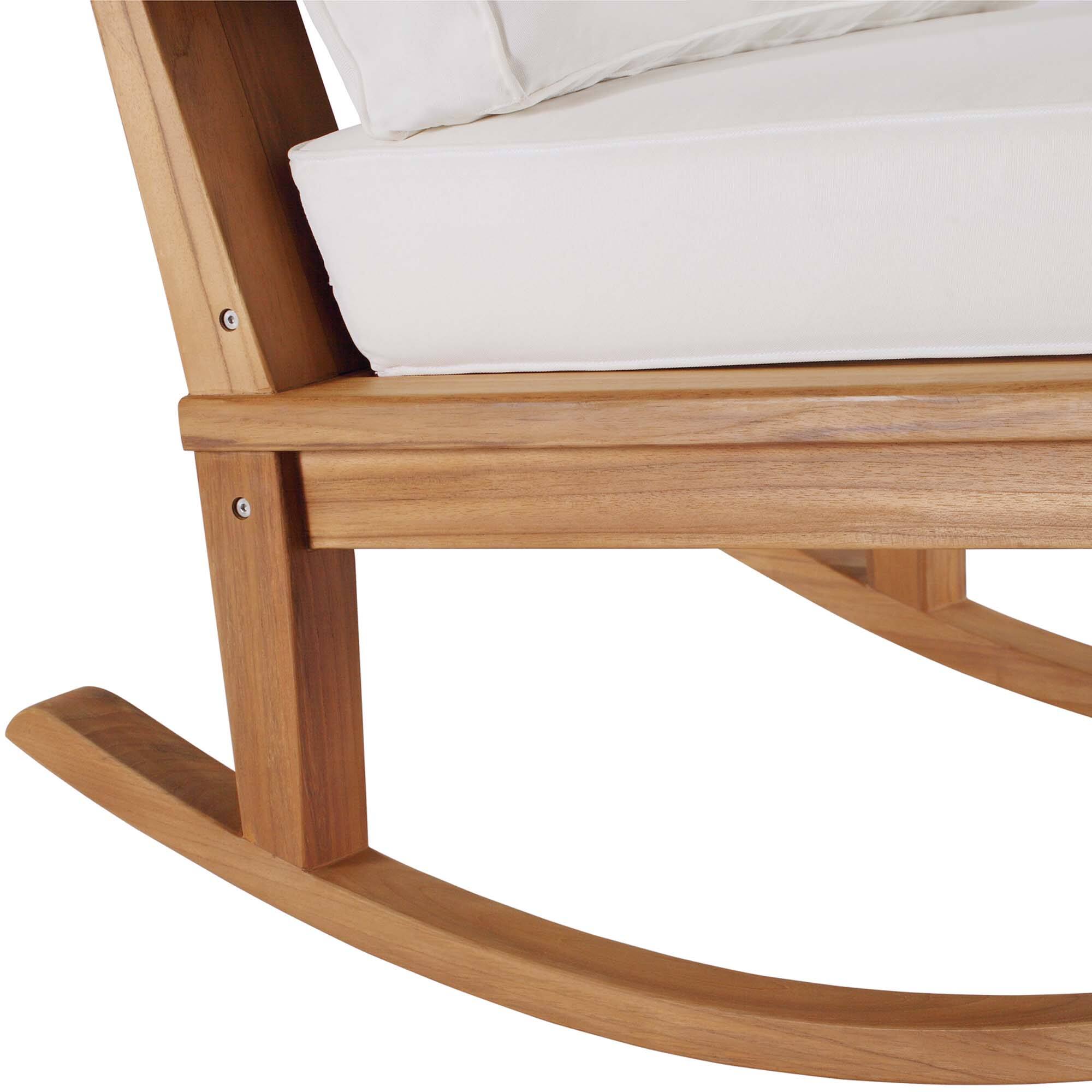 Alt View 4. Modway - Marina Outdoor Patio Teak Rocking Chair by Modway - Natural White.