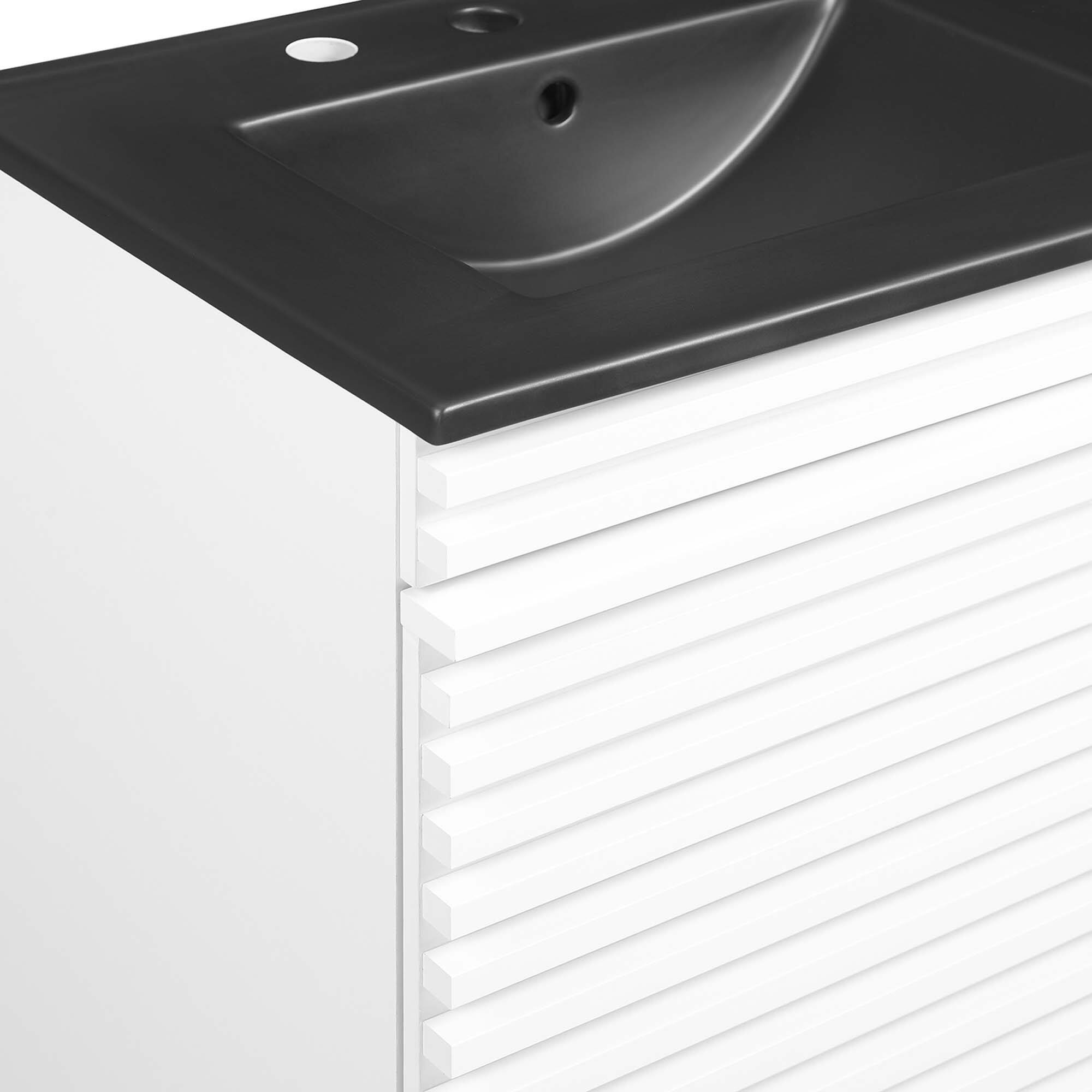 Alt View 7. Modway - Render 48" Wall-Mount Bathroom Vanity Basin Included by Modway - White Black.