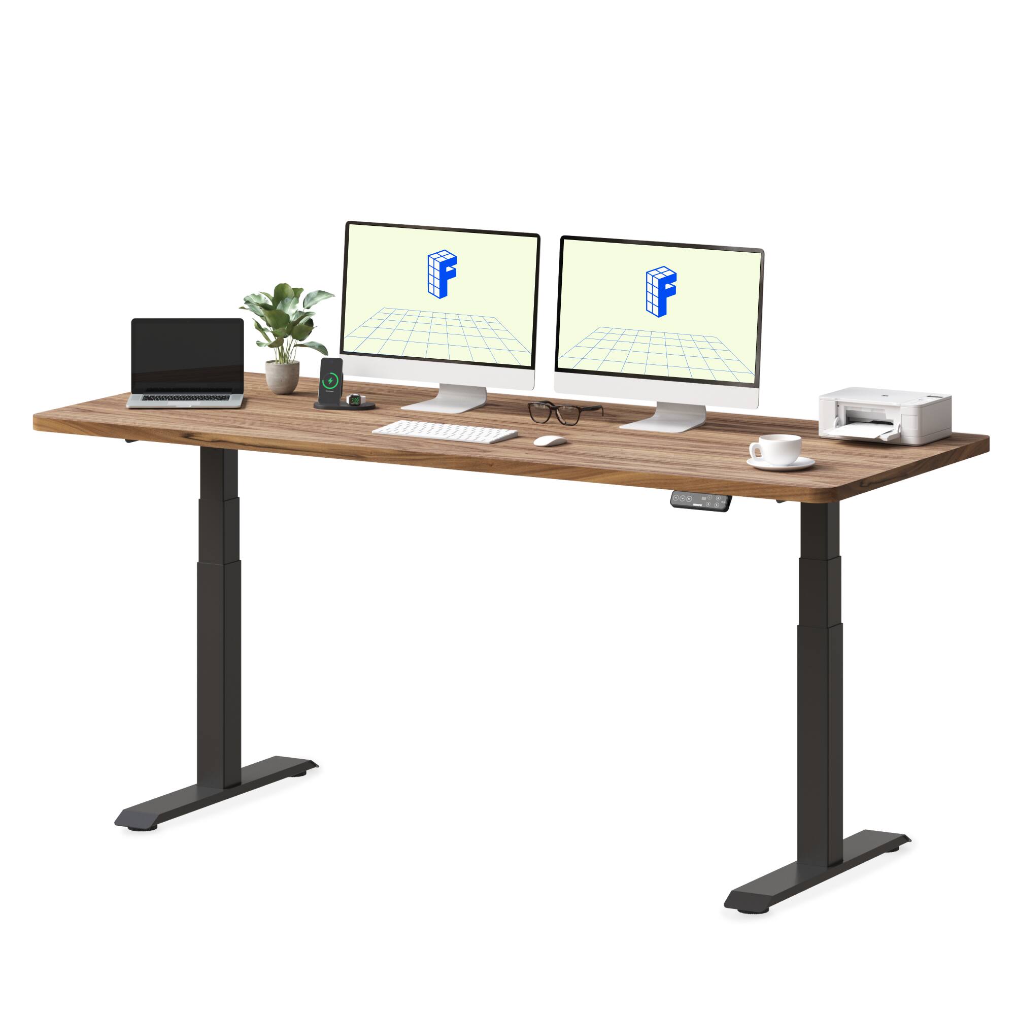 FlexiSpot E7 72''W Electric Adjustable Standing Desk, Black /Black