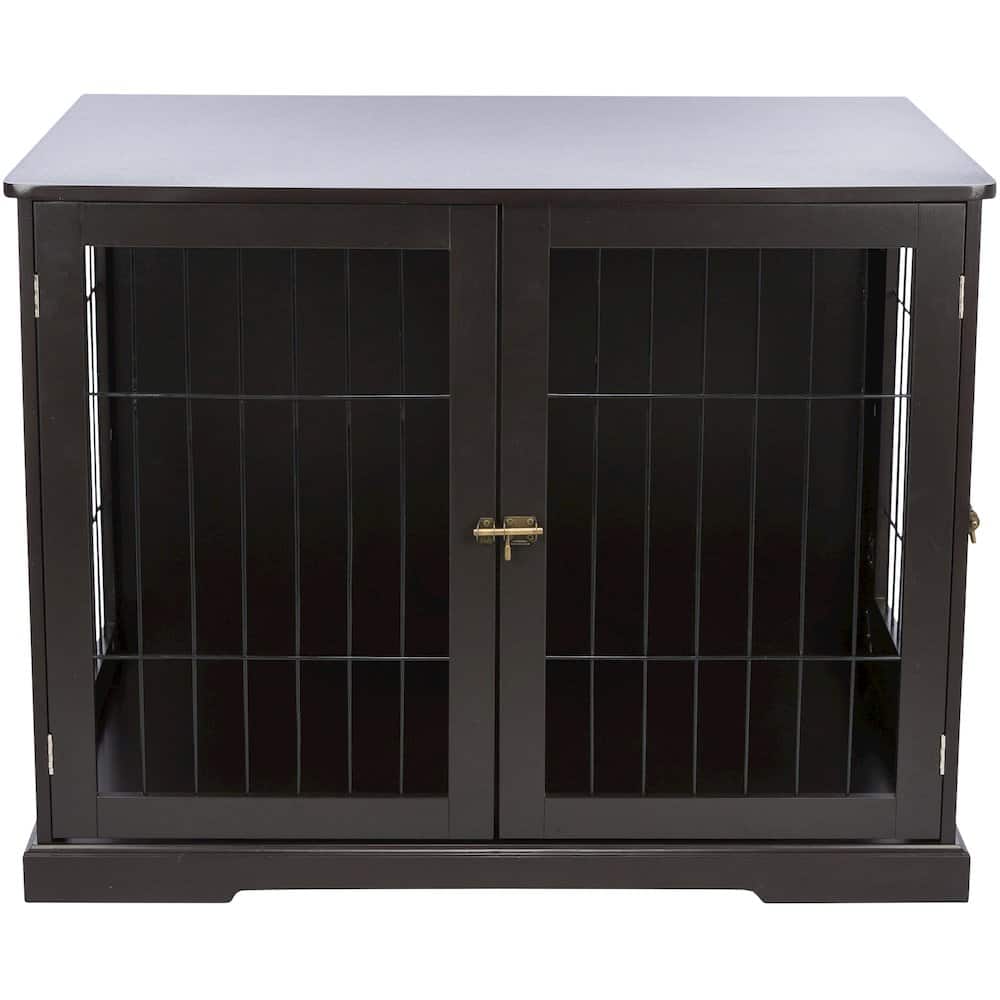 TRIXIE - Dog Crate, Wooden Indoor Kennel Furniture for Dogs Up to 66 lb - Espresso Brown