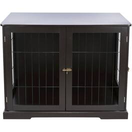 TRIXIE - Dog Crate, Wooden Indoor Kennel Furniture for Dogs Up to 66 lb - Espresso Brown