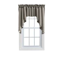 Ellis Curtain - Ellis Stacey Lined 3" Rod Pocket High Quality Fabric Solid Color Window Swag Set 126"x36" Grey - Gray