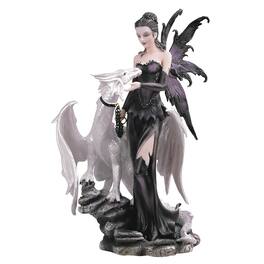 FC Design - 10"H Gothic Fairy with Dragon Figurine Statue Computer Desk Tabletop Medieval Gaming Home Decor Gift - Multi-Color