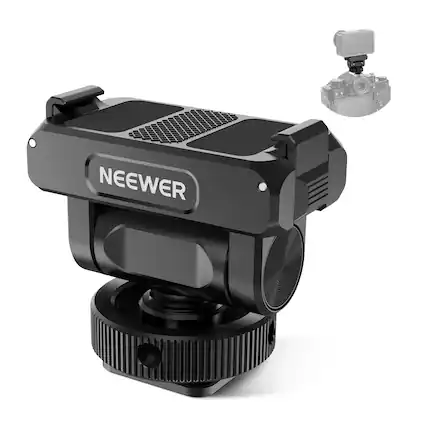 Front. Neewer - Magnetic Quick Release Adapter for DJI Action Cameras - with Cold Shoe & 1/4" Thread - Black.