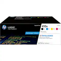 Original HP Toner CF410A LASERJET 410A hp 4-Pack / Ensemble de 4
Nuire Black Cian Cyan Jaune Jaune Magenta 4 Toner Cartridges Cartouches de toner
Great Savings! / Aubaine !
JETINTELLIGENCE
Powerful smart printing. Energy smart.
Impression puissante. Énergie intelligente.
HP LASERJET PRO M452, MFP M377, MFP M477