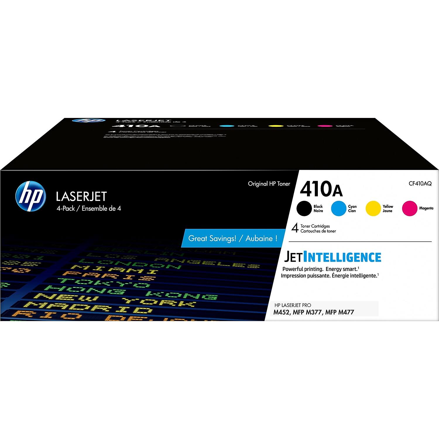 HP - 410A Standard Yield Toner Cartridge, 4/Pack (CF410AQ) - Black/Cyan/Magenta/Yellow