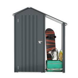 Mondawe - 2-in-1 Small Galvanized Iron Storage Garden Shed with a solid lock system - Dark Gray