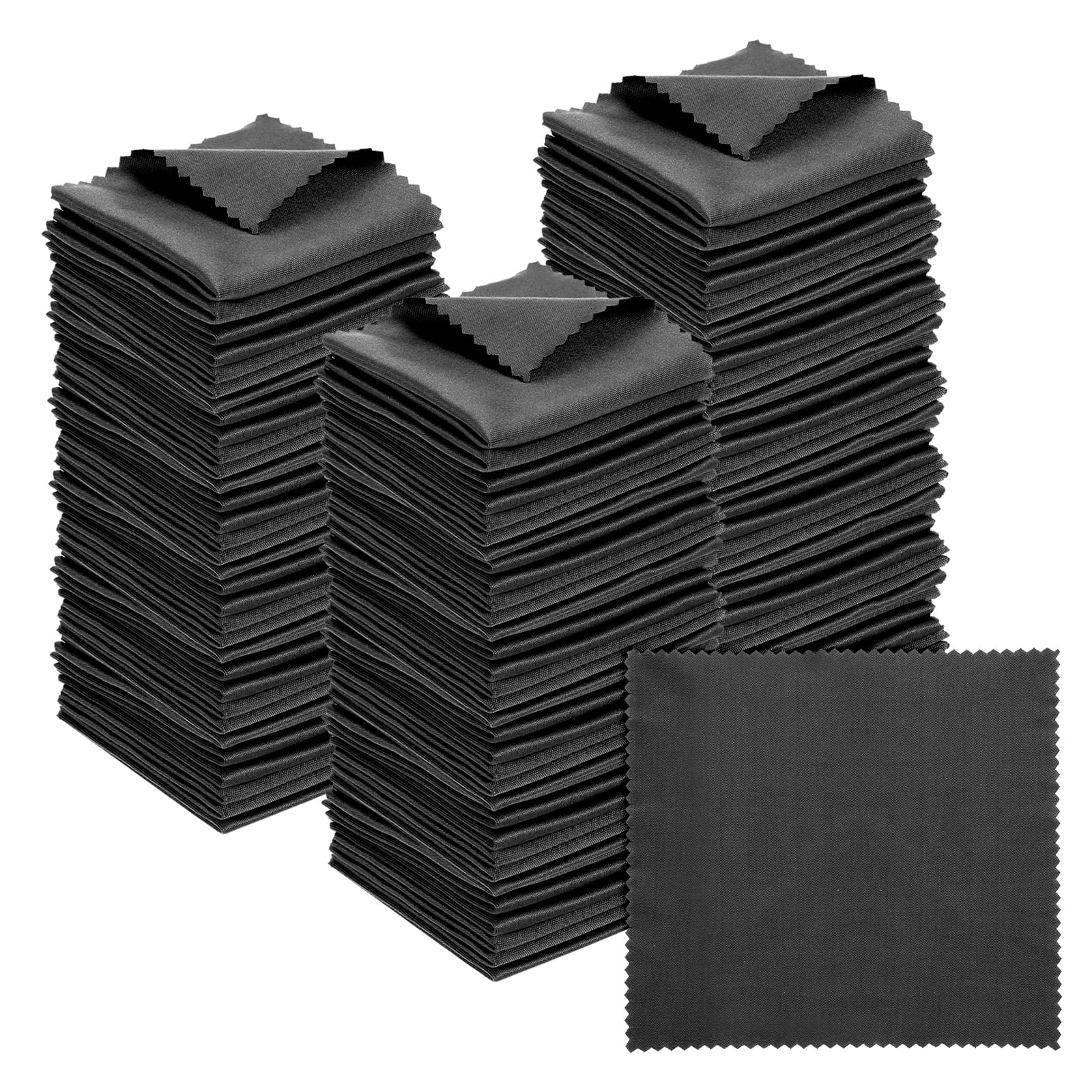Unique Bargains - Eyeglass Microfiber Cleaning Cloth 5.5"x5.5", 100pcs Soft Wipe for Lens, Eyeglasses, Screens - Black