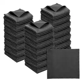 Unique Bargains - Eyeglass Microfiber Cleaning Cloth 5.5"x5.5", 100pcs Soft Wipe for Lens, Eyeglasses, Screens - Black