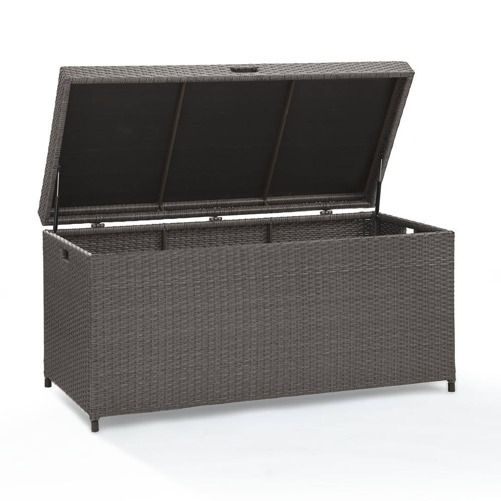 Alt View 1. Crosley Furniture - Palm Harbor Wicker Outdoor Storage Box - Weathered Gray.