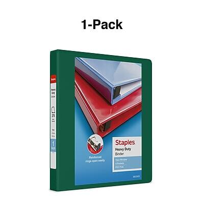 1-Pack  
Staples Heavy Duty Binder  
Reinforced rings open easily  
Heavy Duty Binder