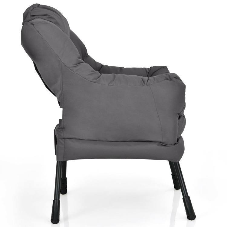 Angle. Hivvago - Upholstered Modern Cushioned Accent Chair with Side Pocket in Grey - Grey.