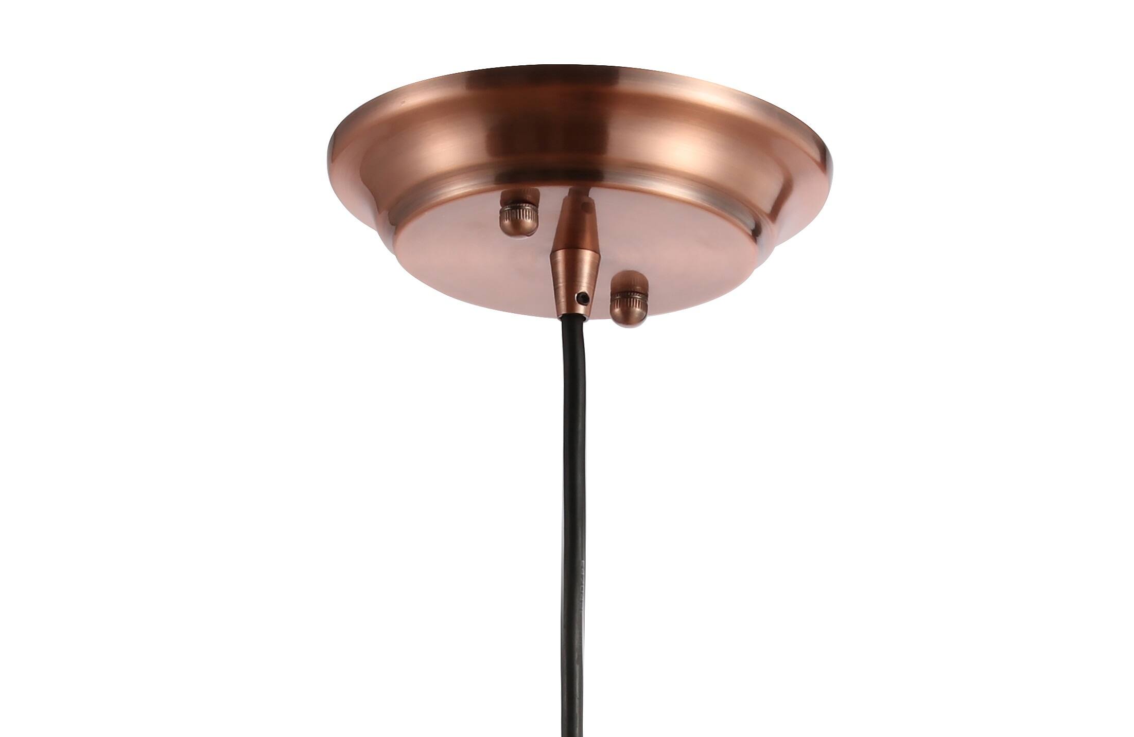 Alt View 4. Jonathan Y - Bedford 11" Adjustable Iron Industrial Rustic LED Pendant, Copper - Copper.