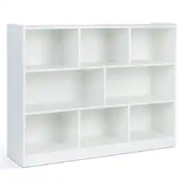 Pefilos - 3-Tier Open Bookcase 8-Cube Floor Standing Storage Shelves Display Cabinet- Tall Bookshelf - White