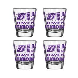 Logo Brands - Baltimore Ravens 4-Pack 2oz. Shot Glass Set - Multicolor