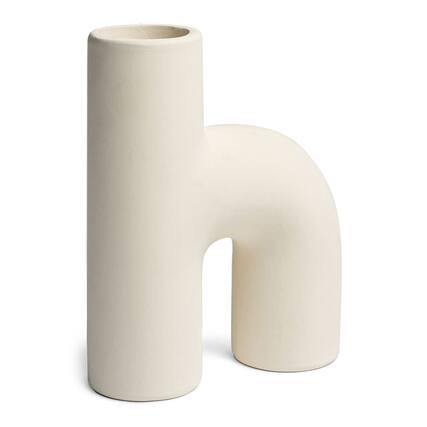 Front. Maven Lane - Villa Moda Lila Abstract Sculptural Decorative Modern Vase, White.