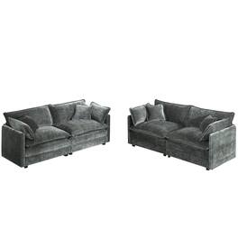 LOVMOR - 2 Piece Living Room Set 2 Pieces Upholstered Loveseat and Couch for Home Office Lounge Sofa Set of 2 2Piece 22 Seat - Gray