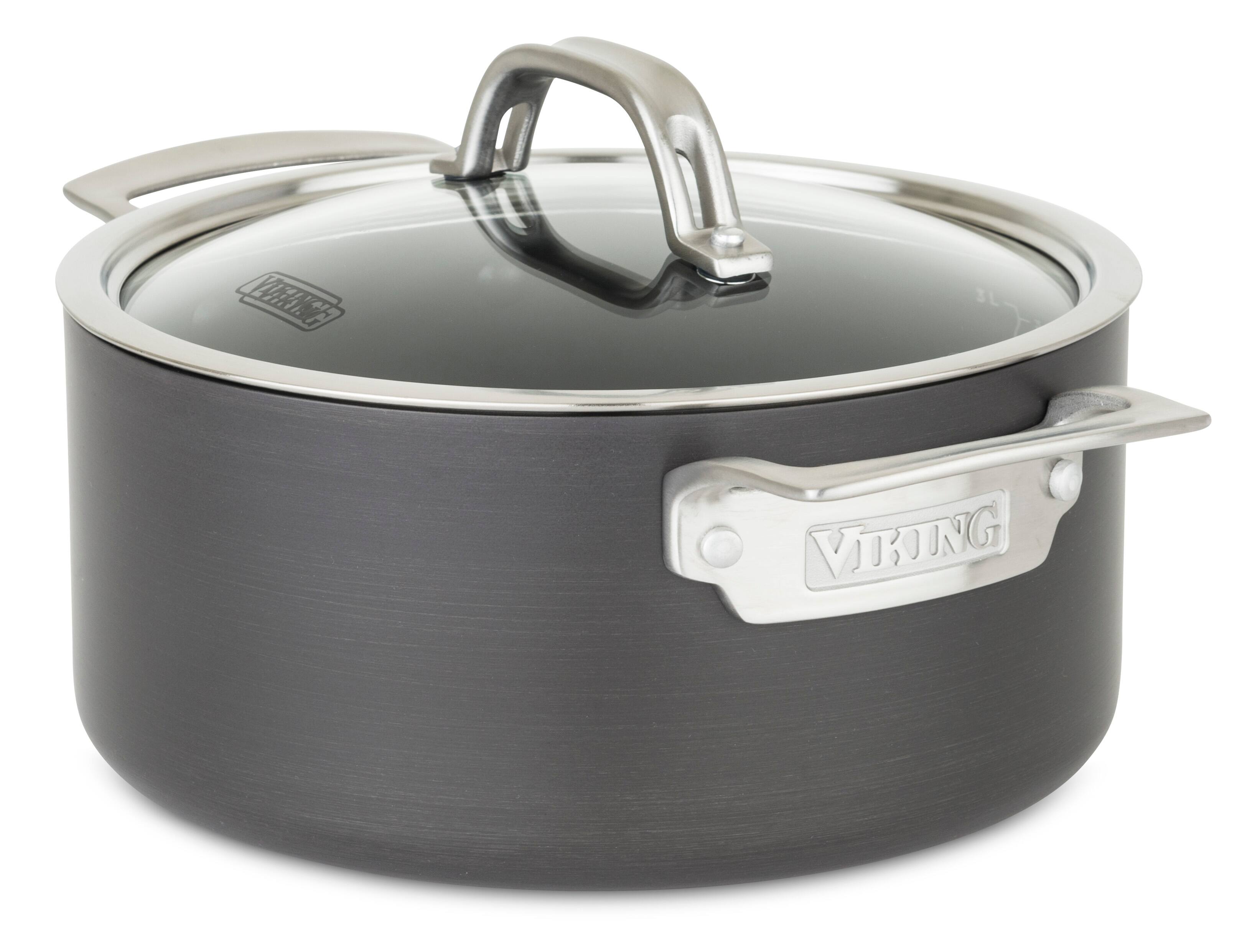 Angle. Viking - Hard Anodized Nonstick 4 Qt. Soup Pot - Black.