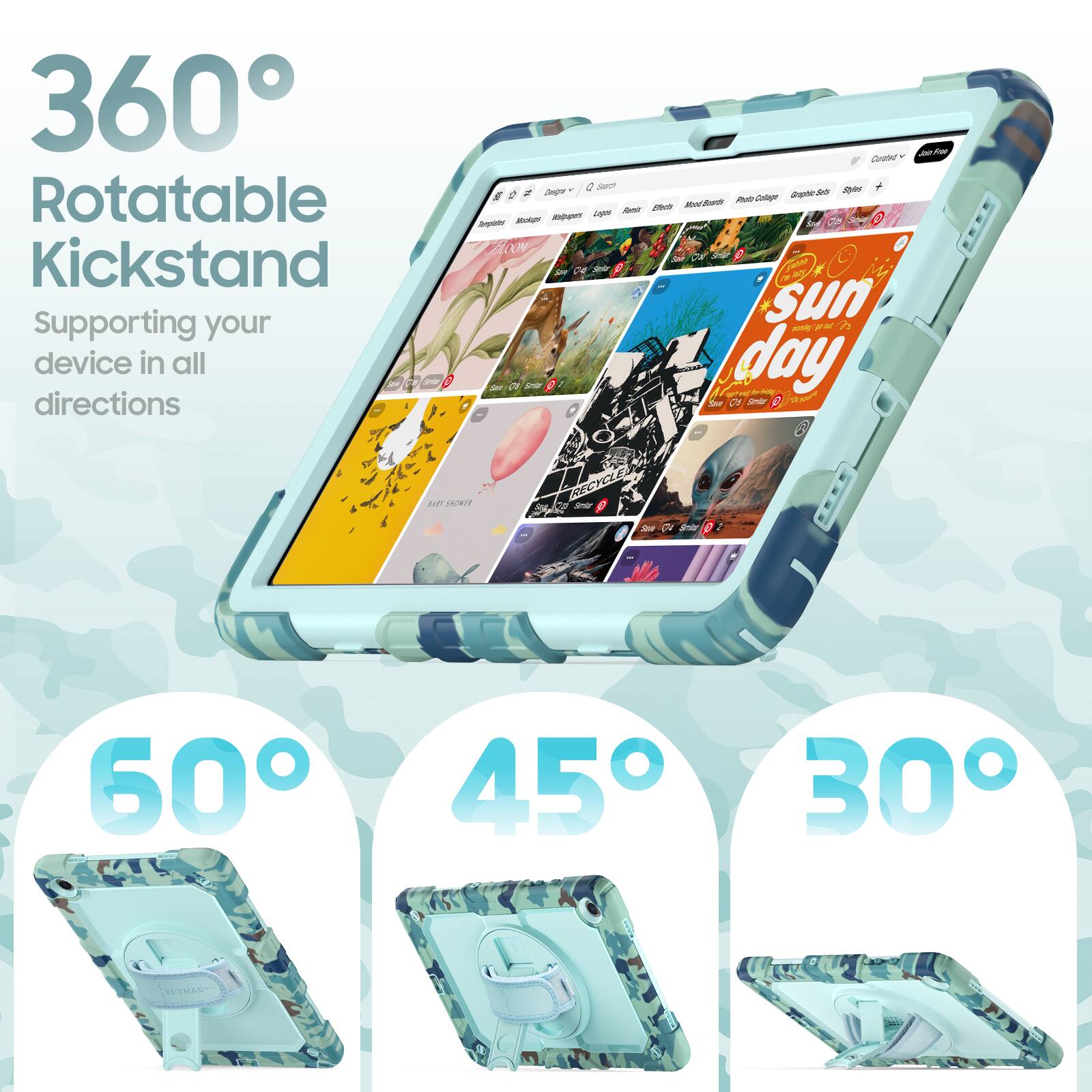 360° Rotatable Kickstand  
Supporting your device in all directions  

60°  
45°  
30°
