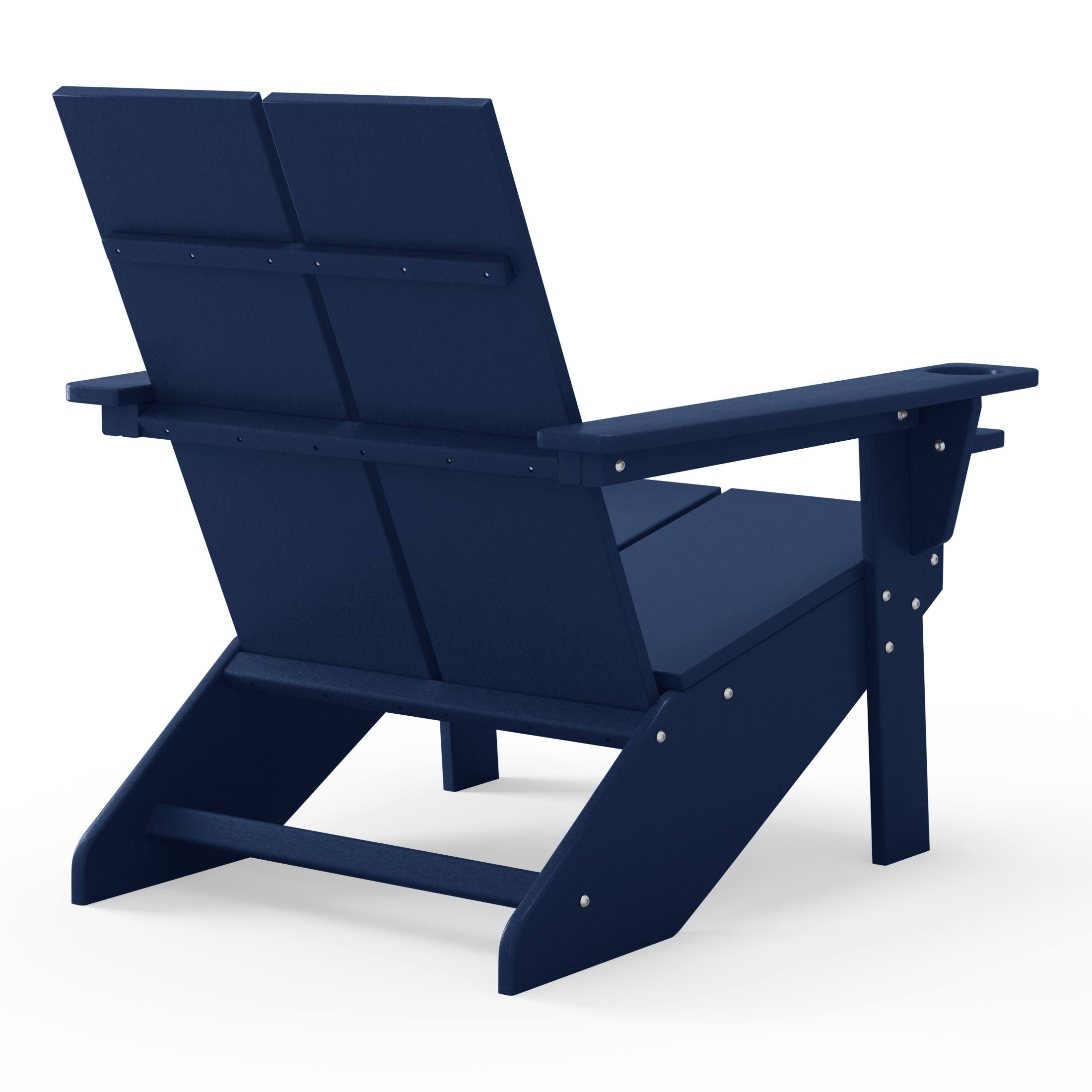 Back. WestinTrends - WestinTrends Riviera Outdoor HDPE Modern Adirondack Chair with Cup Holder - Navy Blue.