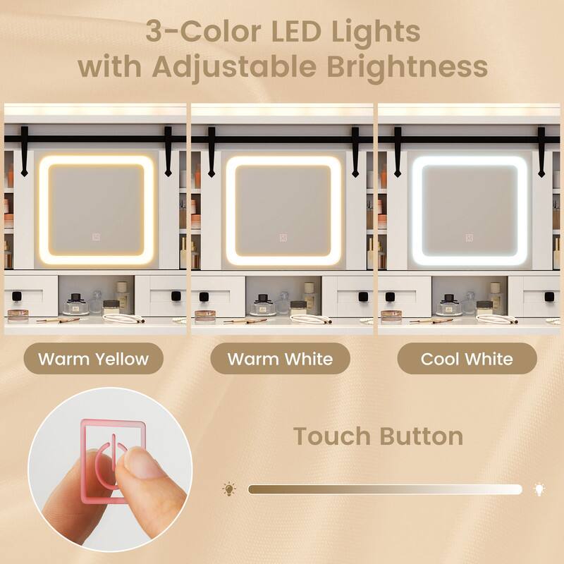 3-Color LED Lights with Adjustable Brightness

Warm Yellow
Warm White
Cool White

Touch Button