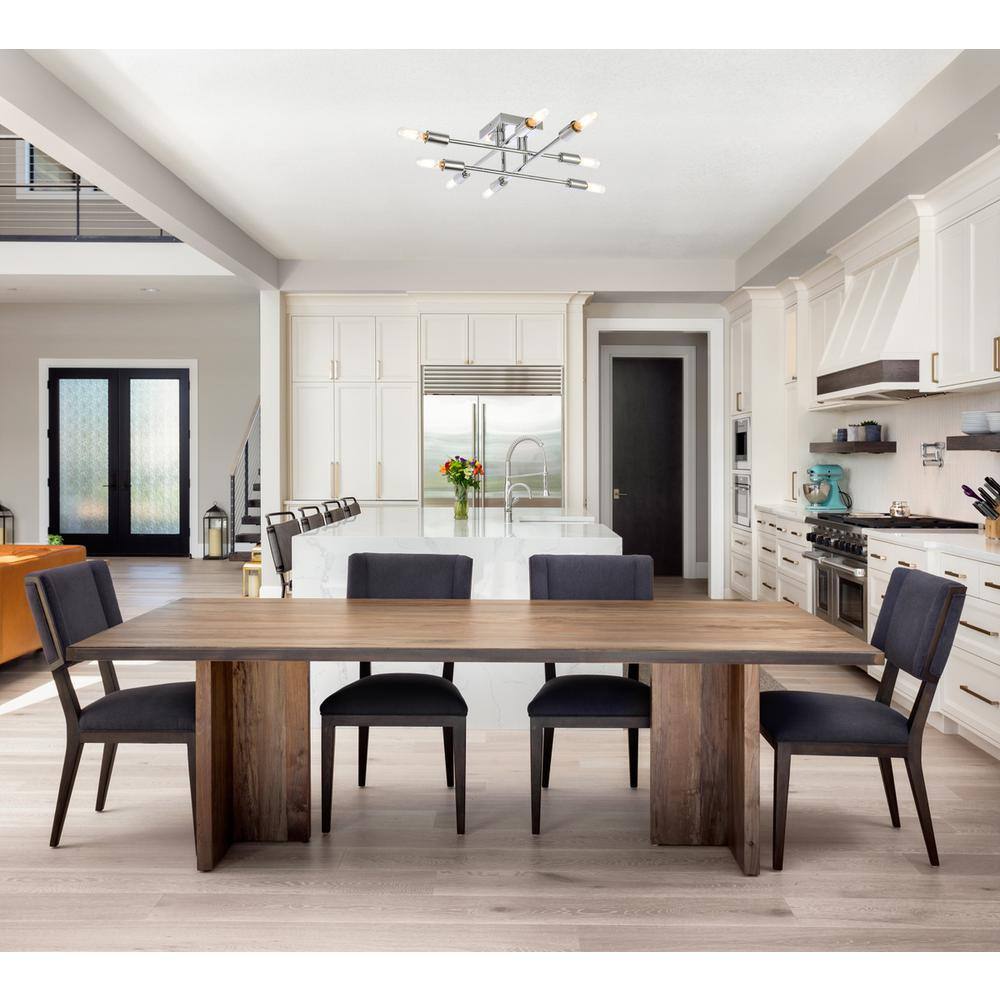 Angle. Living District - Script 8 lights chrome flush mount - Chrome.