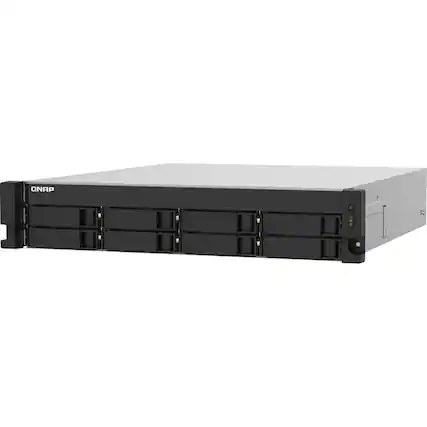 Front. QNAP - QNAP TS-832PXU-RP-4G SAN/NAS Storage System - Annapurna Labs Alpine AL-324 Quad-core (4 Core) 1.70 GHz - 8 x HDD - Black.