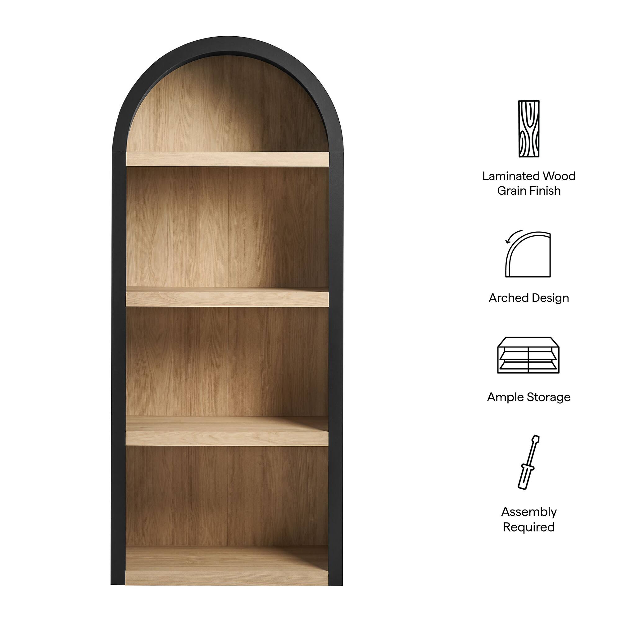 Laminated Wood Grain Finish  
Arched Design  
Ample Storage  
Assembly Required