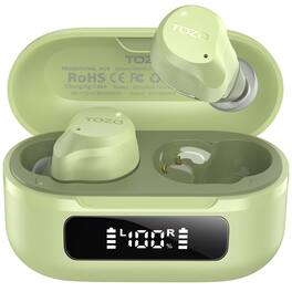 TOZO - NC9 Wireless Earbuds, Hybrid ANC 45dB, 6-Mic ENC Calls, 59H Playtime, 10mm OrigX 2.0 Drivers, IPX8, Bluetooth 5.3 - Light Green
