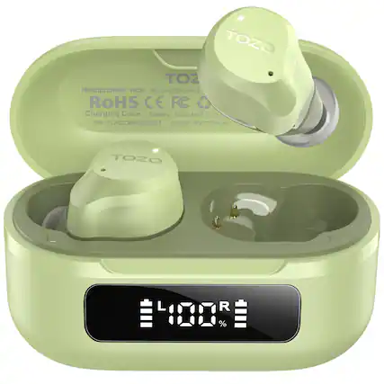 TOZO Headphones NC9
Battery: 55mAh/3.7V
RoHS CE FC
Charging Case
Battery: 500mAh/3.7V/1.8
SN: 11124CDB4G000001
Output: 5V=55mA-2
TOZO
L
R
100%