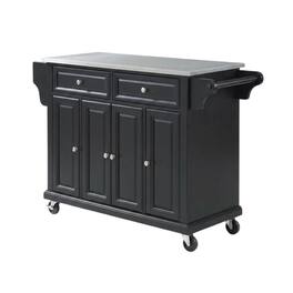 Crosley Furniture - Full Size Stainless Steel Top Kitchen Cart - Black