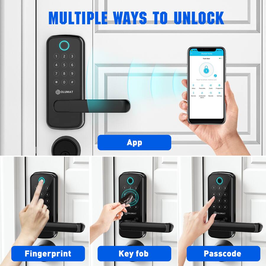 Olumat Fingerprint Smart Door Lock | Keyless Entry with Keypad, App ...