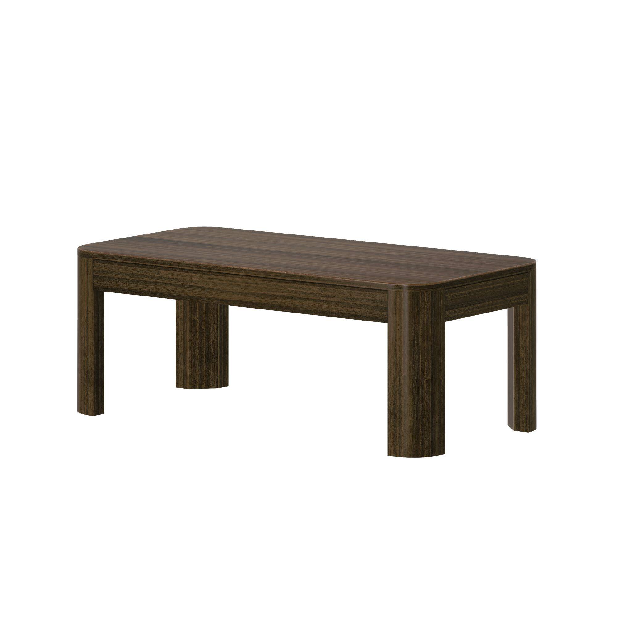 Alt View 2. Plank+Beam - Modern Rounded Rectangular Coffee Table (40in x 20in / 1020mm x 510mm), Walnut - Walnut.