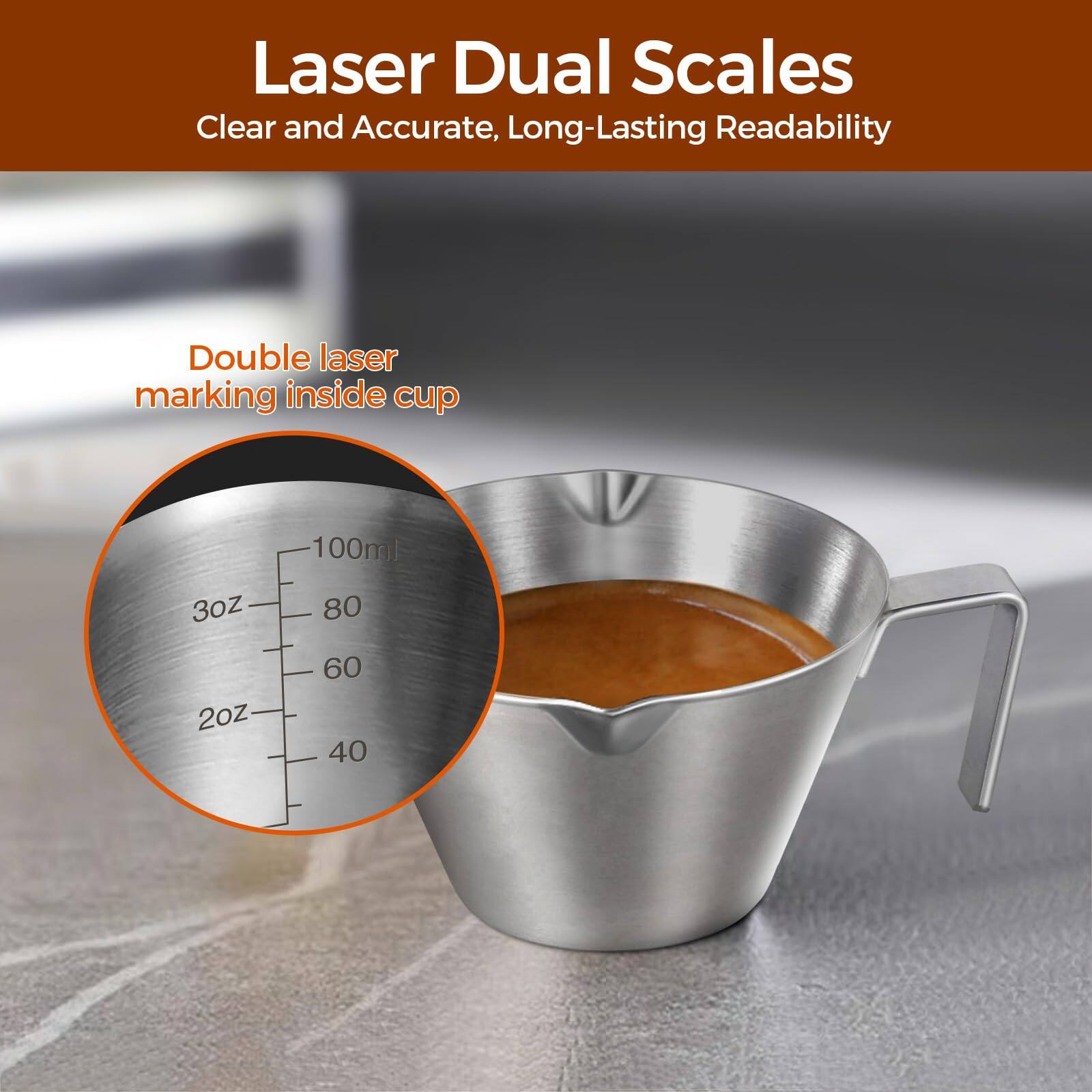 Dapper Styles 2 Stainless Steel Espresso Cups With Handle Double Spout ...