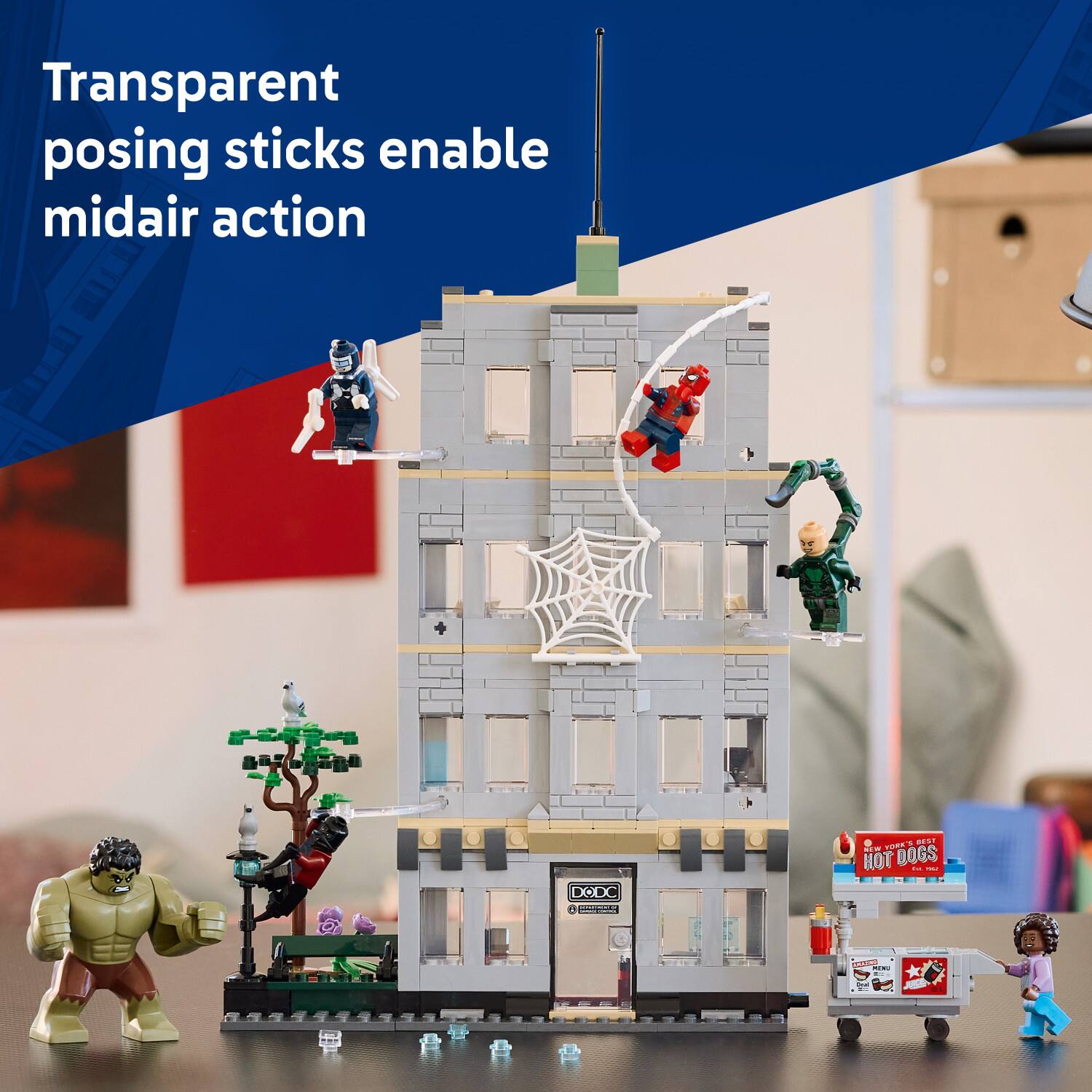 Transparent posing sticks enable midair action