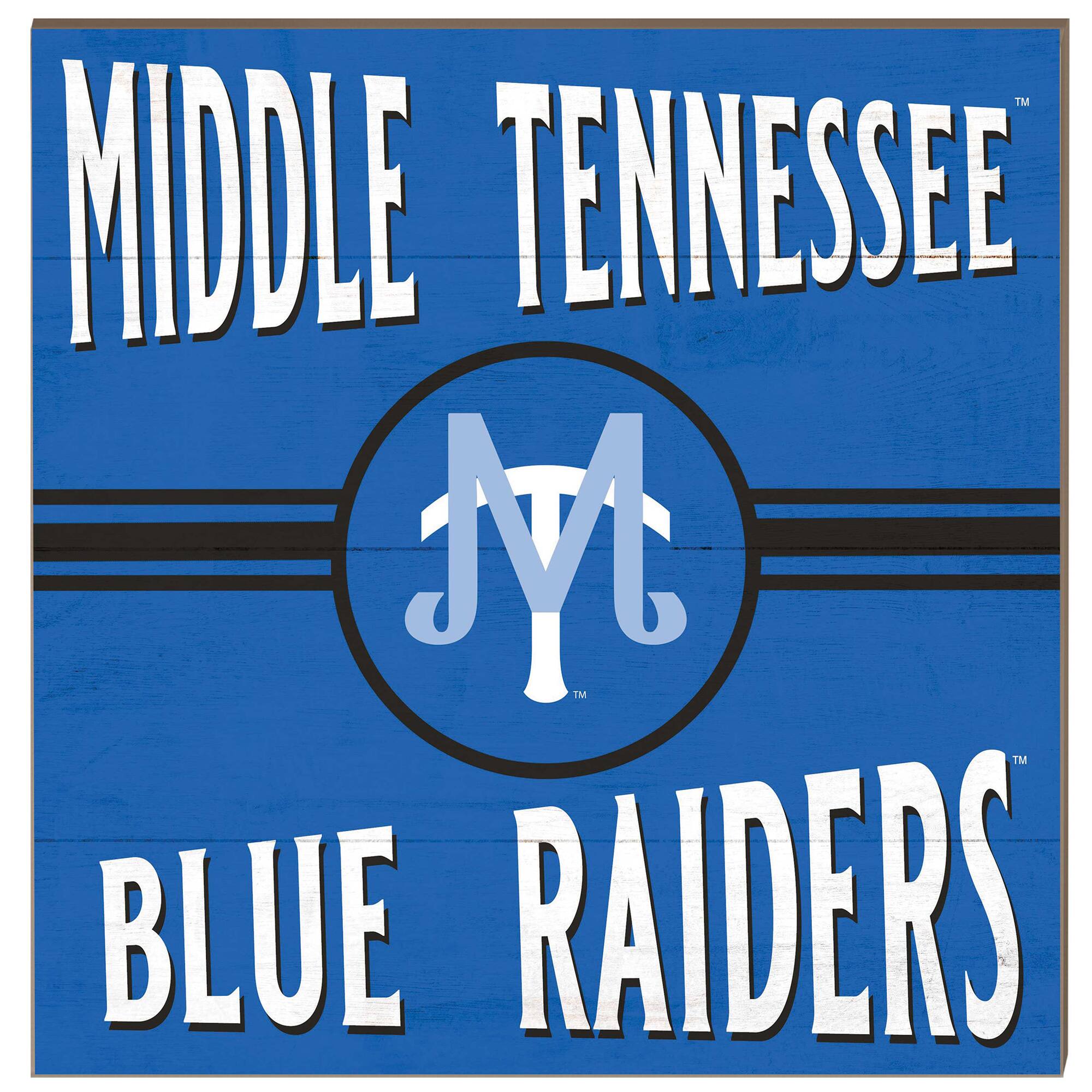 Jardine - MTSU Raiders 10'' x 10'' Retro Team Sign - Blue